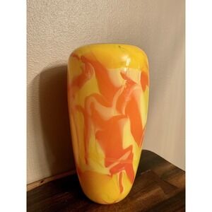 Signed 2017 Dehanna Jones Heavy Handmade Art Granite Glass Vase 13.5" GORGEOUS!!